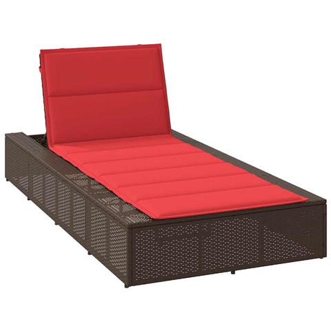 Lettino Prendisole Con Cuscino Galleggiante Marrone Polyrattan - Foto 1