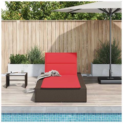 Lettino Prendisole Con Cuscino Galleggiante Marrone Polyrattan - Foto 3