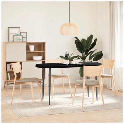 Piano Tavolo Marrone Scuro 140x60x4 Cm In Rovere Massello Ovale - Foto 3