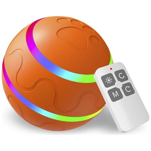 Dam Palla Che Rimbalza. Giocattolo Interattivo Intelligente Per Cani E Animali Domestici. Luce Attivata Dal Movimento. 8x8x8cm. Arancia - Foto 1