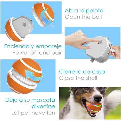 Dam Palla Che Rimbalza. Giocattolo Interattivo Intelligente Per Cani E Animali Domestici. Luce Attivata Dal Movimento. 8x8x8cm. Arancia - Foto 5