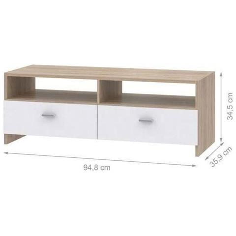 Finlandek Porta Tv Helppo Bianco Opaco Moderno Effetto Rovere - L 95 Cm - Foto 1