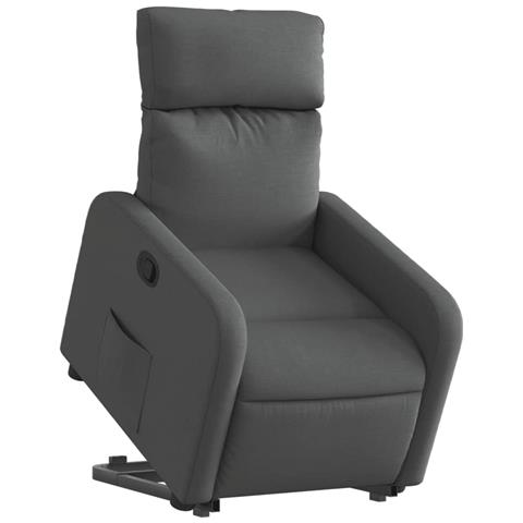 Poltrona Alzapersona Reclinabile Grigio Scuro In Tessuto - Foto 2