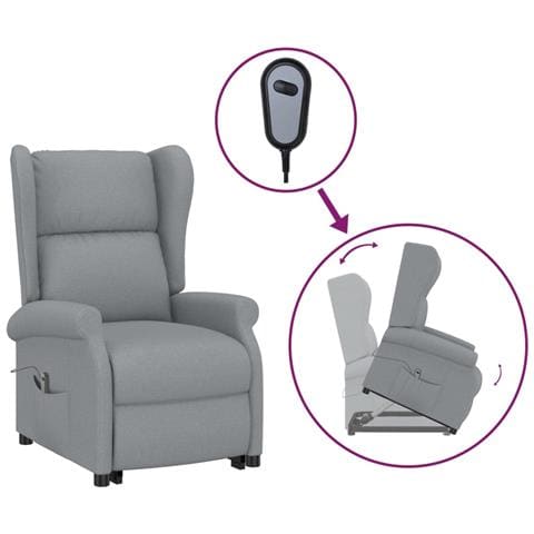 Lusso Casadino -  Poltrona Alzapersona Grigio Chiaro Tessuto - Foto 1