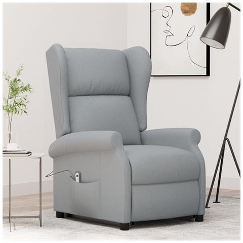 Lusso Casadino -  Poltrona Alzapersona Grigio Chiaro Tessuto - Foto 8