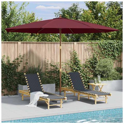 Ombrellone Da Esterni Con Palo In Legno 350 Cm Rosso Borgogna - Foto 5
