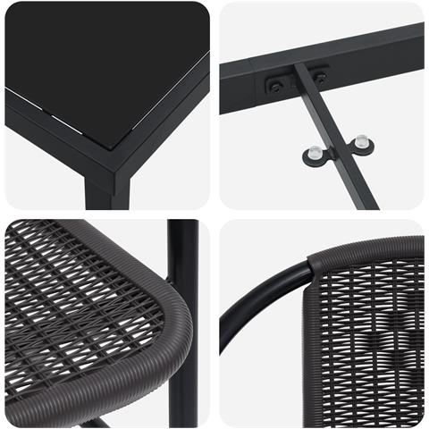 Set da pranzo da giardino 3 pezzi Rattan plastico nero - Foto 9