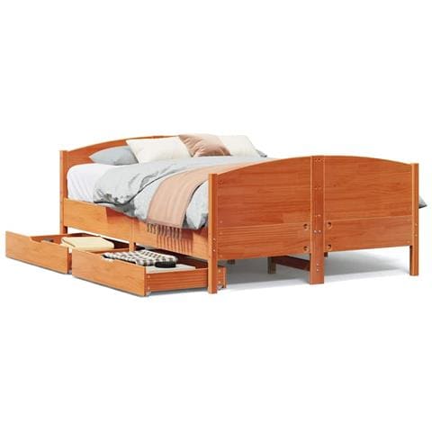 Letto senza Materasso Marrone Cera 120x190 cm in Legno di Pino - Foto 1
