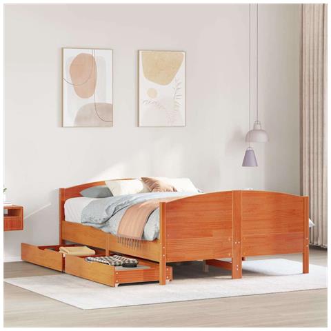 Letto senza Materasso Marrone Cera 120x190 cm in Legno di Pino - Foto 2