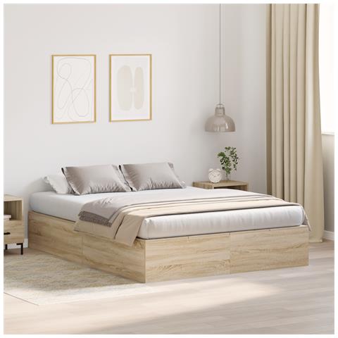 Struttura Letto con Contenitore in Rovere Sonoma 140x200 cm - Foto 2