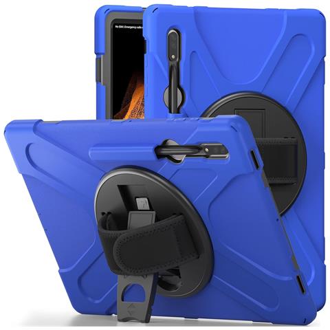 Custodia Per Samsung Galaxy Tab S8 Con Supporto E Tracolla Blu - Foto 1