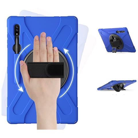 Custodia Per Samsung Galaxy Tab S8 Con Supporto E Tracolla Blu - Foto 2