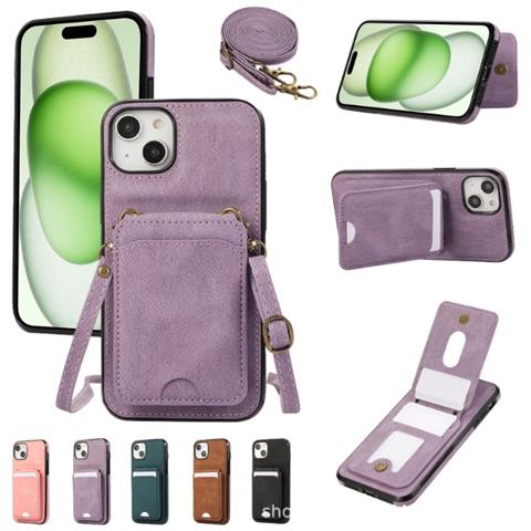 Custodia A Portafoglio 3-in-1 In Pelle Pu Viola Compatibile Con Iphone 17 Con Porta Carte E Cinturino - Foto 2