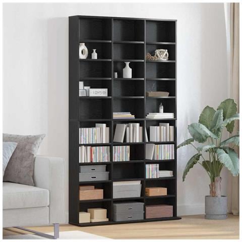 Mobile porta CD con lo scaffale Rovere nero 101 x 23 x 177.5 cm - Foto 2