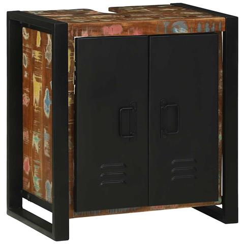 Mobile Lavabo con porta Marrone Legno massello di recupero - Foto 1