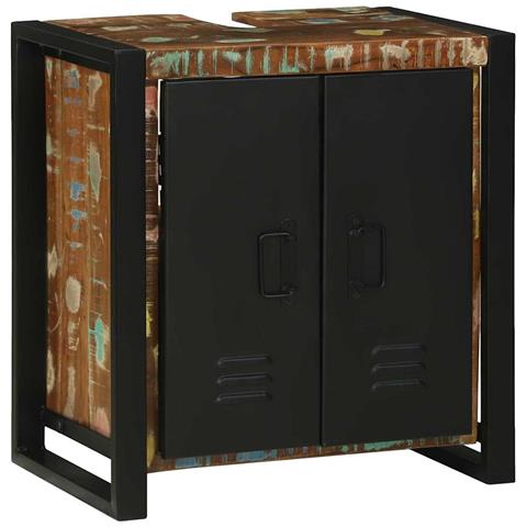 Mobile Lavabo con porta Marrone Legno massello di recupero - Foto 2
