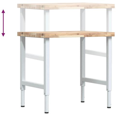 Banco Lavoro 80x60x(73-99,5) cm Legno di Faggio Rettangolare - Foto 9