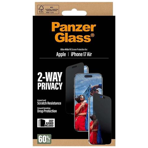 Vetro Temperato Per Iphone Air Ultra-wide Fit Con Easyaligner Anti-spia, Nero Trasparente - Foto 2
