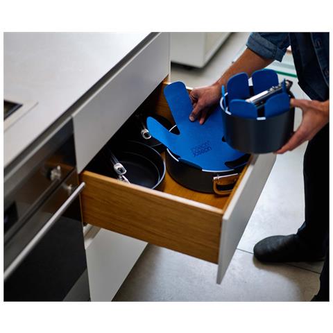 Set Protezioni Per Padelle Space Tre Pezzi In Feltro Per Utensili Da Cucina Protezione Da Graffi E Ammaccature Colore Blu - Foto 2