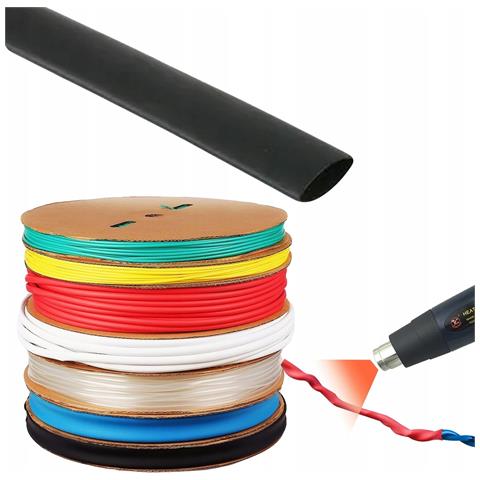 Tubo Termorestringente Nero 15mm 1m - Flessibile E Autoestinguente | Riduzione 2:1, Resistente Uv, Isolamento Elettrico - Foto 1