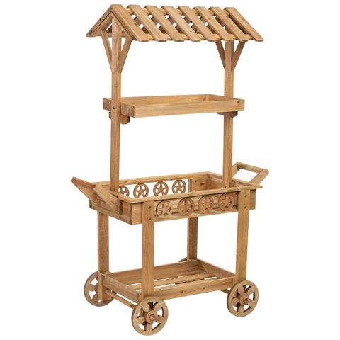 Carrello Espositivo-scaffale In Legno 3 Vassoi Marrone 90x47x137h Cm - Foto 1