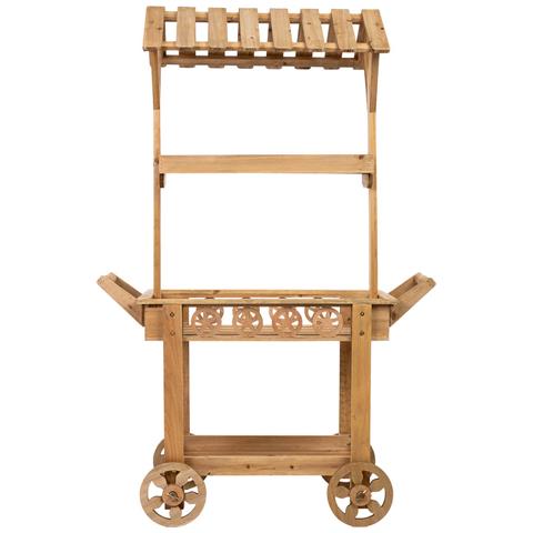 Carrello Espositivo-scaffale In Legno 3 Vassoi Marrone 90x47x137h Cm - Foto 2