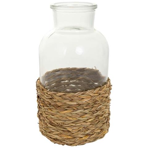 Vaso In Vetro E Corda In Carta Marrone D10,5x20h - Foto 1