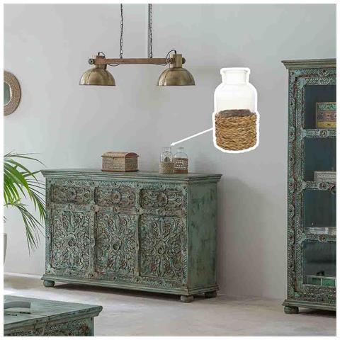 Vaso In Vetro E Corda In Carta Marrone D10,5x20h - Foto 2