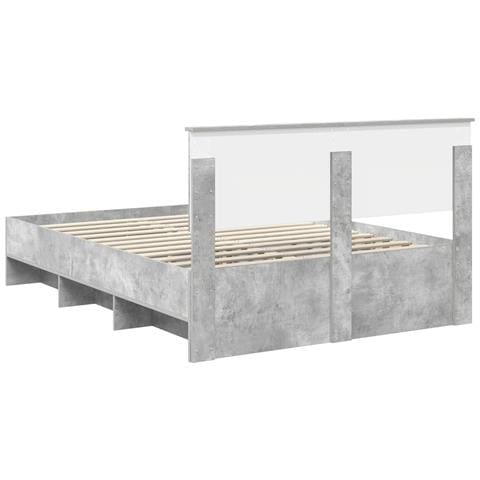Struttura del letto con testiera Grigio cemento 140 x 200 cm - Foto 9