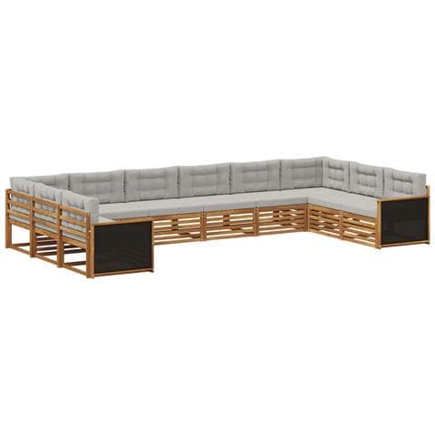 Set divani con cuscino 10 pcs Legno di Acacia Massello - Foto 1