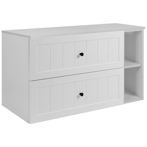 Mobile sottolavabo, Bianco e marrone, 100 cm, Cassetti con chiusura ammortizzata, Ripiano con superficie di appoggio - Foto 1