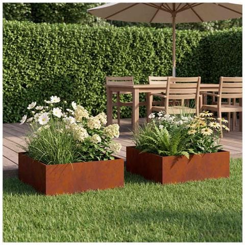 Vaso da giardino 2 pz Ruggine 40 x 40 x 20 cm Acciaio Corten - Foto 2