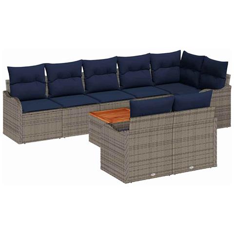 Set Divano da Giardino 9 pz Grigio polyrattan - Foto 1