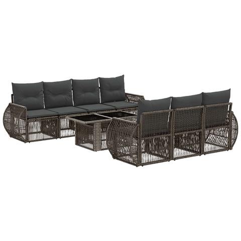 Set Divano da Giardino 8 pz Grigio e Grigio Scuro polyrattan - Foto 1