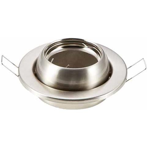 Porta Faretti Led Gu10 Incasso Orientabile Rotondo Nickel Satinato Spazzolato 100 Mm. Vt-780 3594 - Foto 2