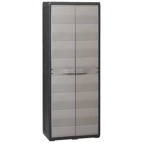 Armadietto da Giardino a 3 Ripiani Nero e Grigio - Foto 1