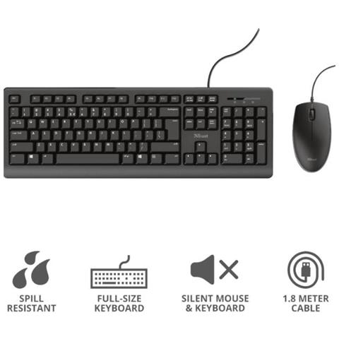 Tastiera e Mouse USB 23976  per Casa e Ufficio (Layout Italiano) Colore Nero - Foto 1