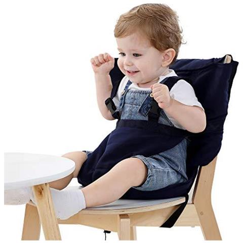 Easy Seat Portatile Dellalta Sedia Di Viaggio Regolabile Sicurezza Lavabile Bambino Seggiolone Copertura Di Sede Comodo Panno Viaggi High Chair Si Inserisce In Borsa Blu Scuro - Foto 1