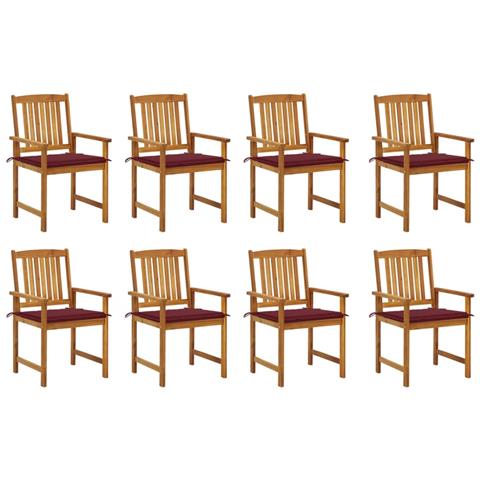 Sedie da Giardino con Cuscini 8 pz in Legno Massello di Acacia - Foto 1