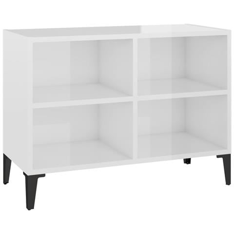 Mobile TV con Gambe in Metallo Bianco Lucido 69,5x30x50 cm - Foto 2
