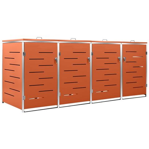 Copri Bidoni Pattume Quadruplo 276,5x77,5x112,5 cm Acciaio Inox - Foto 1