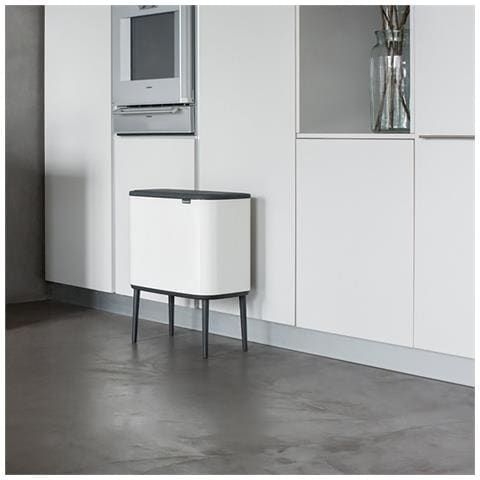 313523 bidone per la spazzatura 33 L Rettangolare Acciaio inox Nero, Bianco - Foto 2