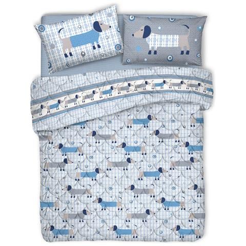 Trapuntino Piumino Estivo Linea Pensieri Delicati Disegno Bassotti Colore Azzurro Singolo Azzurro - Foto 1