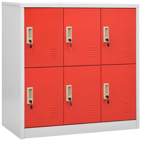 Armadietto a Chiave Grigio Chiaro e Rosso 90x45x92,5 cm Acciaio - Foto 1