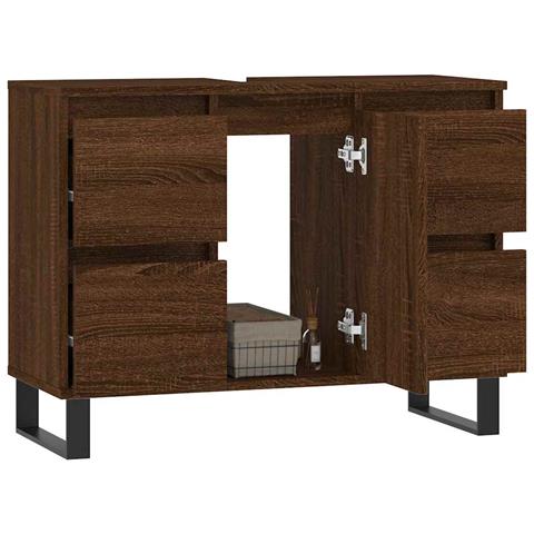 Armadietto Bagno Rovere Marrone 80x33x60cm In Legno Multistrato - Foto 2