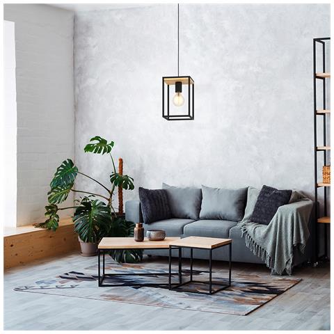 Lampadario Industrial Libertad 1 Luce Metallo Nero E Marrone - Foto 1