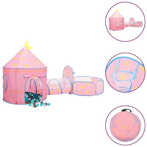 Tenda Da Gioco Per Bambini Rosa Con 250 Palline 301x120x128 Cm - Foto 1