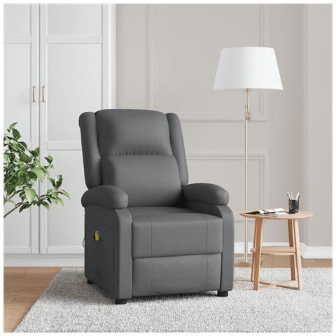 Poltrona Massaggiante Antracite In Similpelle - Foto 1