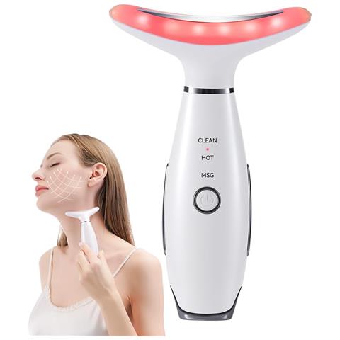 Massaggiatore Viso Collo, Massaggiatore Viso Per Doppio Mento, 3 Modalità, Strumento Per Modellare Il Viso Con Vibrazione - Bianco - Foto 1