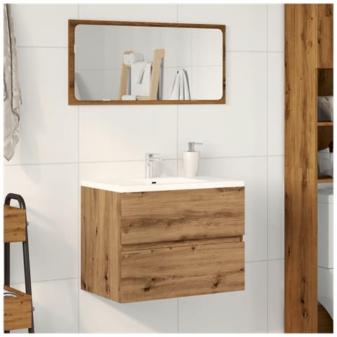 Mobiletto Da Bagno Rovere Artigianale 60x38,5x45 Cm Truciolato - Foto 3